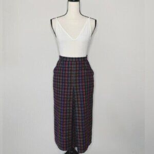 Quasimodo Vintage High Waist Plaid Midi Skirt